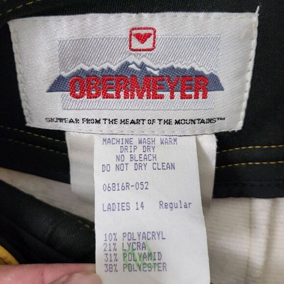 Obermeyer Ski Pant Womens 14 Mustard Yellow Stirrup High-Waist Softshell Vintage - Picture 2 of 12